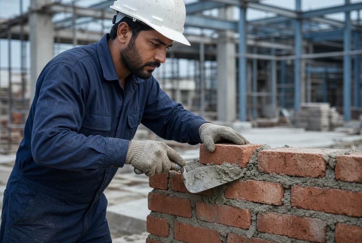 Steel fixer on a construction site for KHF Brothers